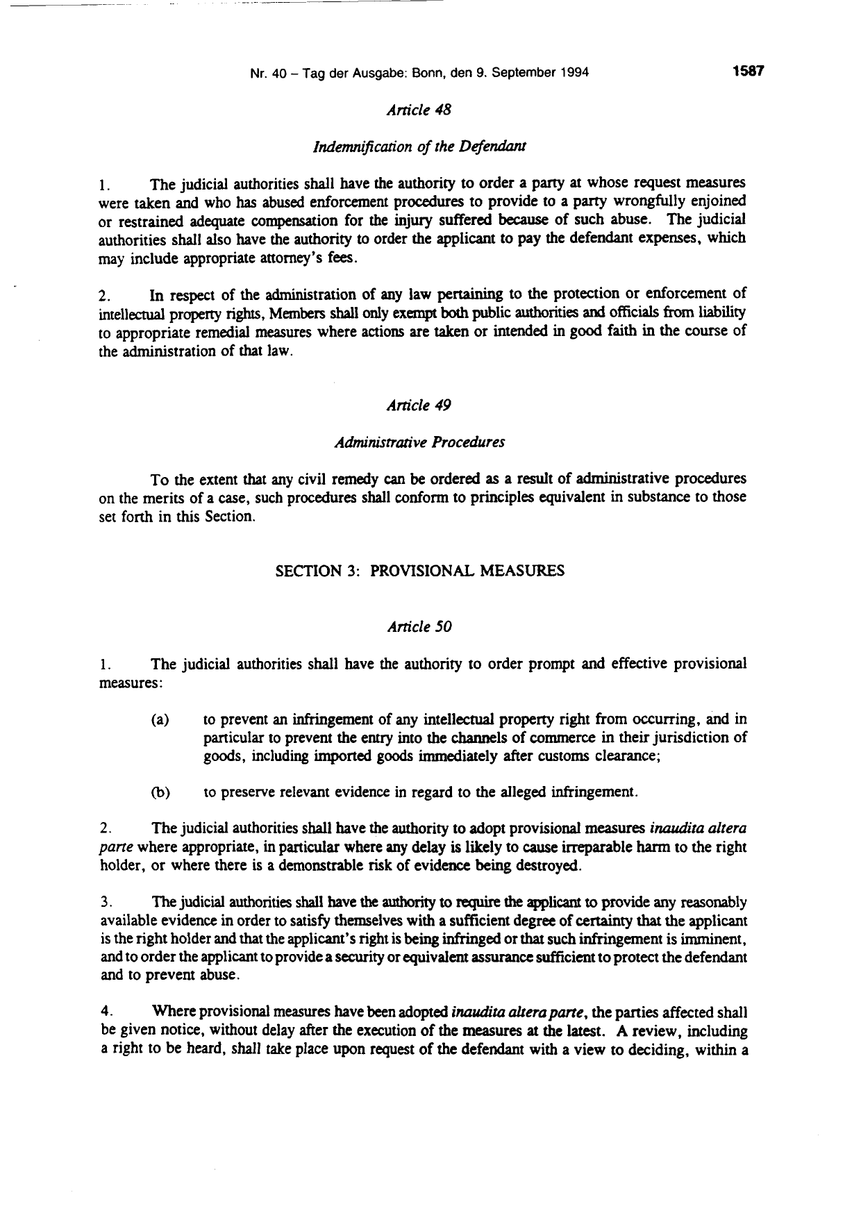 BGBl. 1994, Seite 1587 — Originalseite als Abbildung