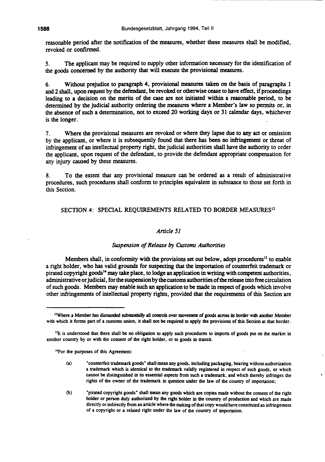 BGBl. 1994, Seite 1588 — Originalseite als Abbildung
