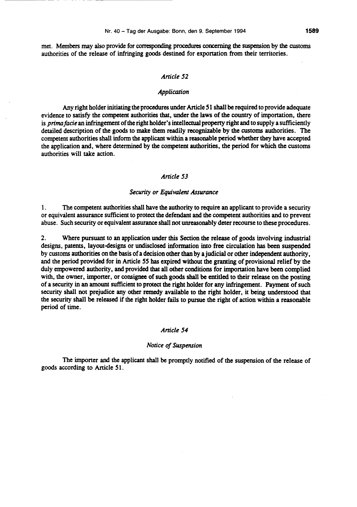 BGBl. 1994, Seite 1589 — Originalseite als Abbildung