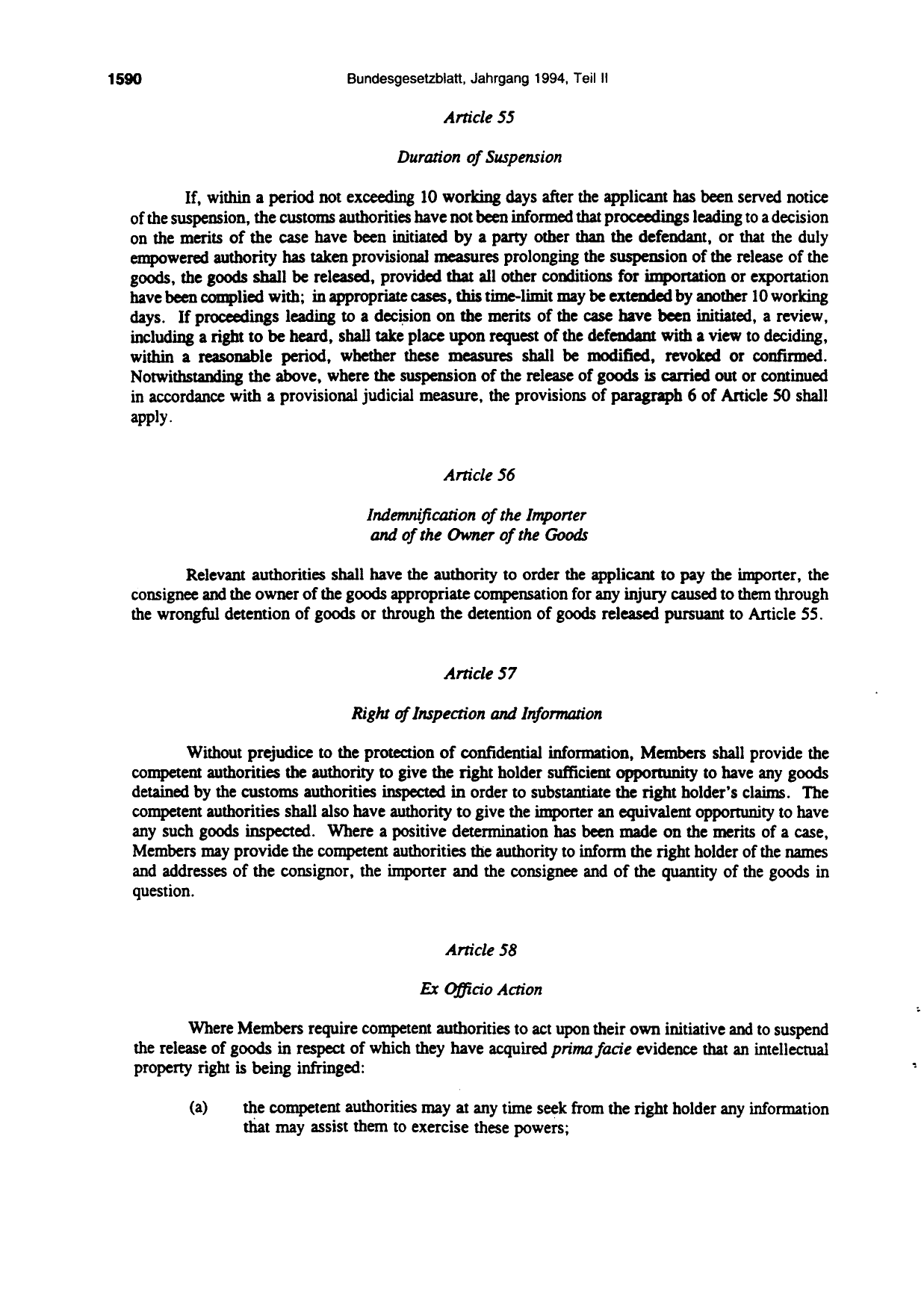BGBl. 1994, Seite 1590 — Originalseite als Abbildung