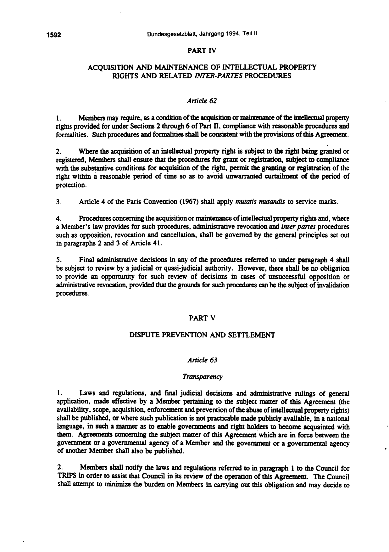 BGBl. 1994, Seite 1592 — Originalseite als Abbildung