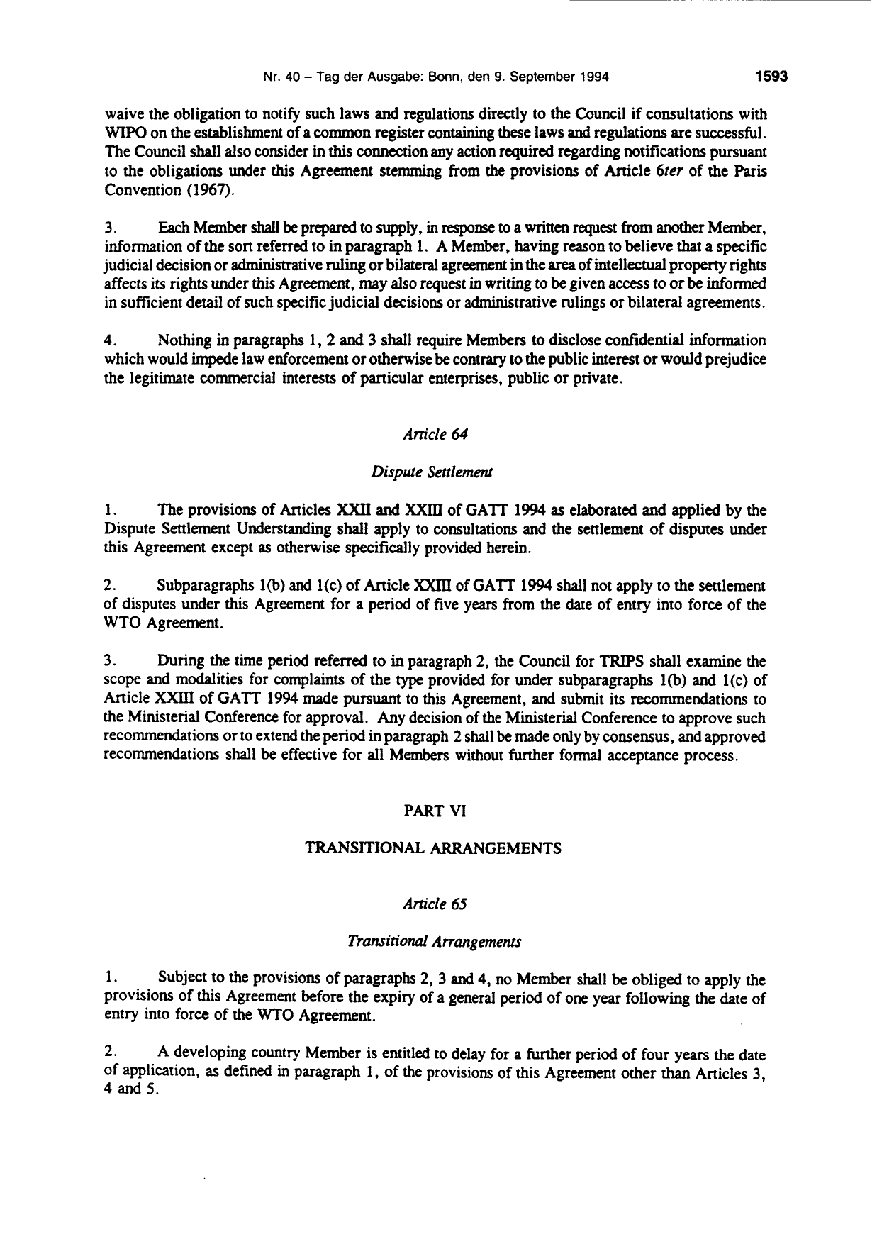 BGBl. 1994, Seite 1593 — Originalseite als Abbildung