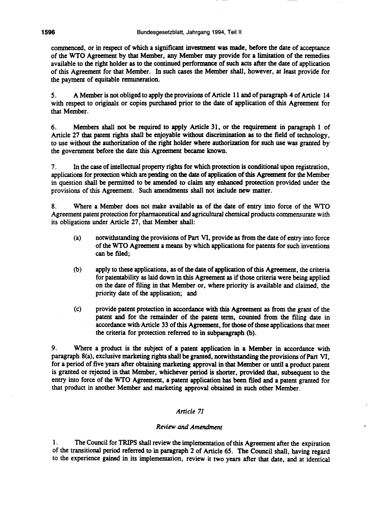 BGBl. 1994, Seite 1596 — Originalseite als Abbildung
