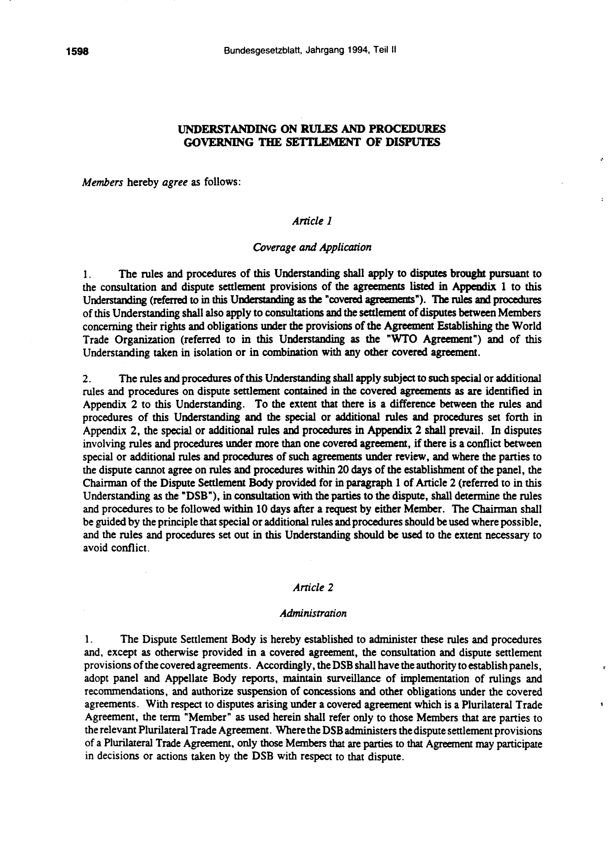 BGBl. 1994, Seite 1598 — Originalseite als Abbildung