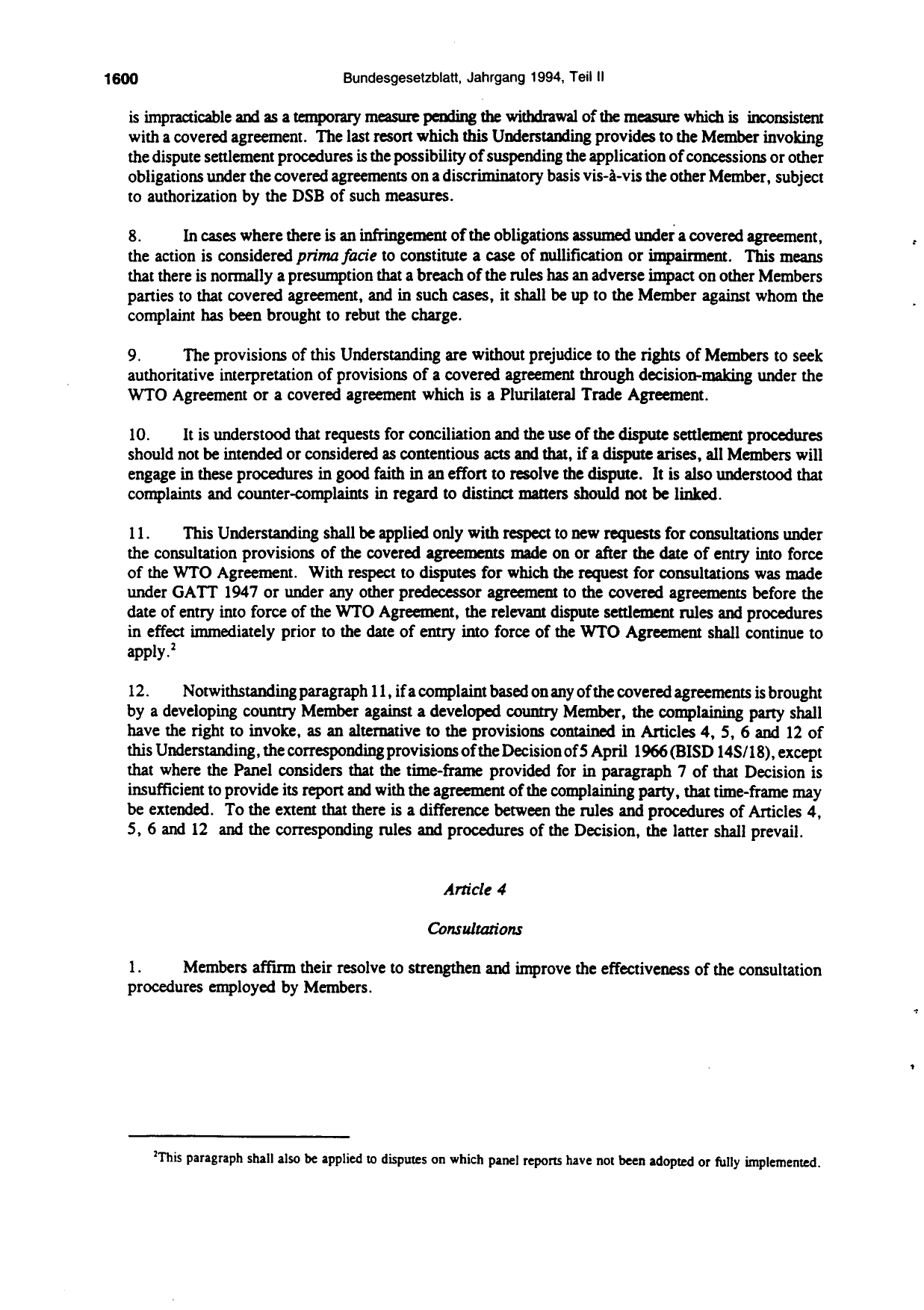 BGBl. 1994, Seite 1600 — Originalseite als Abbildung