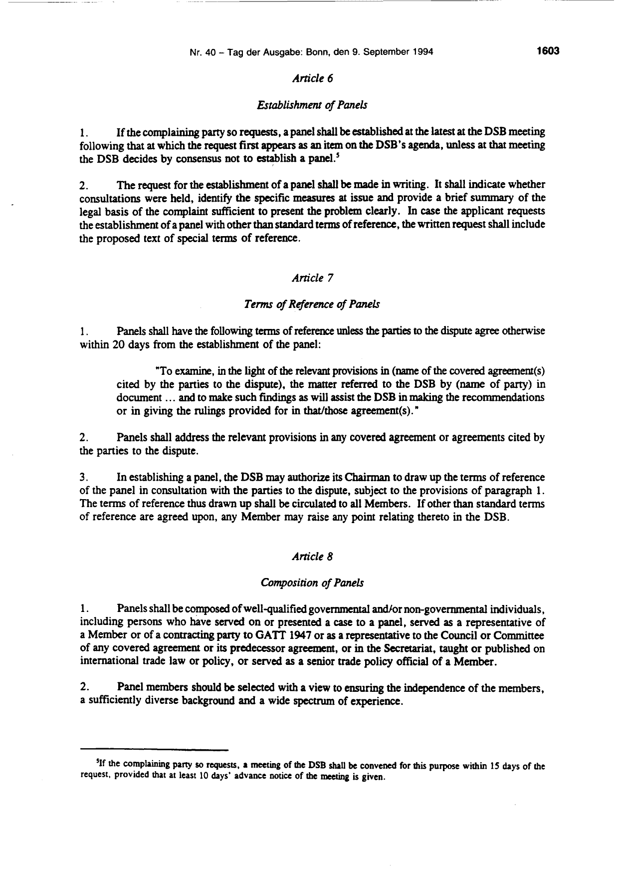 BGBl. 1994, Seite 1603 — Originalseite als Abbildung