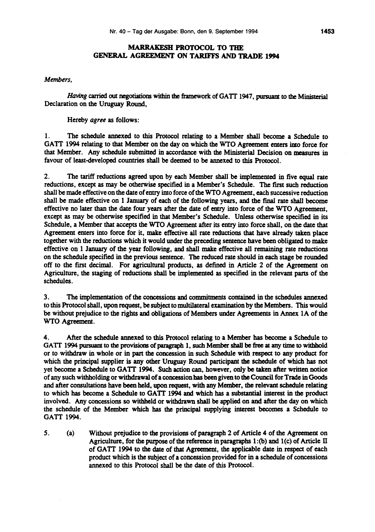 BGBl. 1994, Seite 1453 — Originalseite als Abbildung