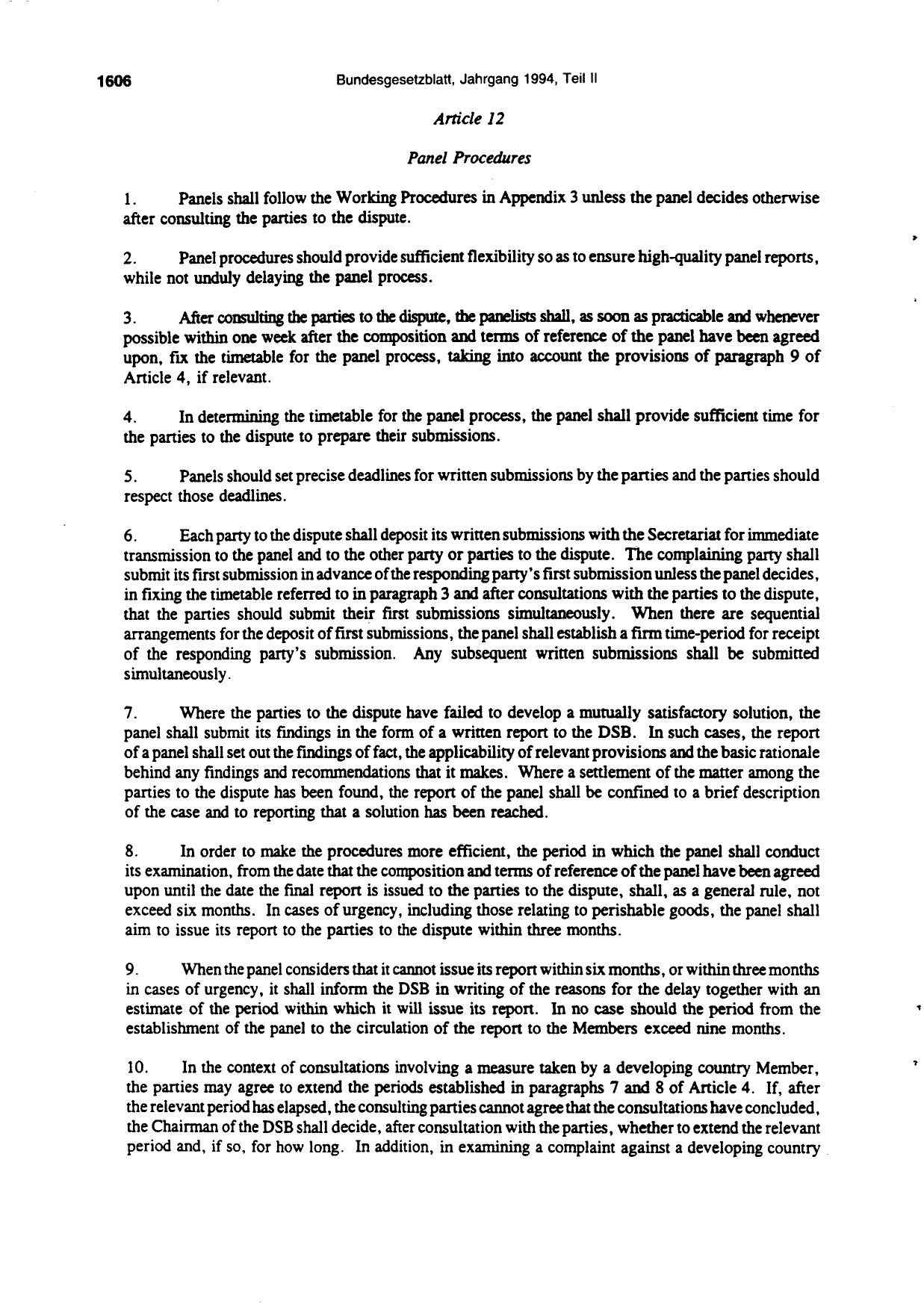 BGBl. 1994, Seite 1606 — Originalseite als Abbildung