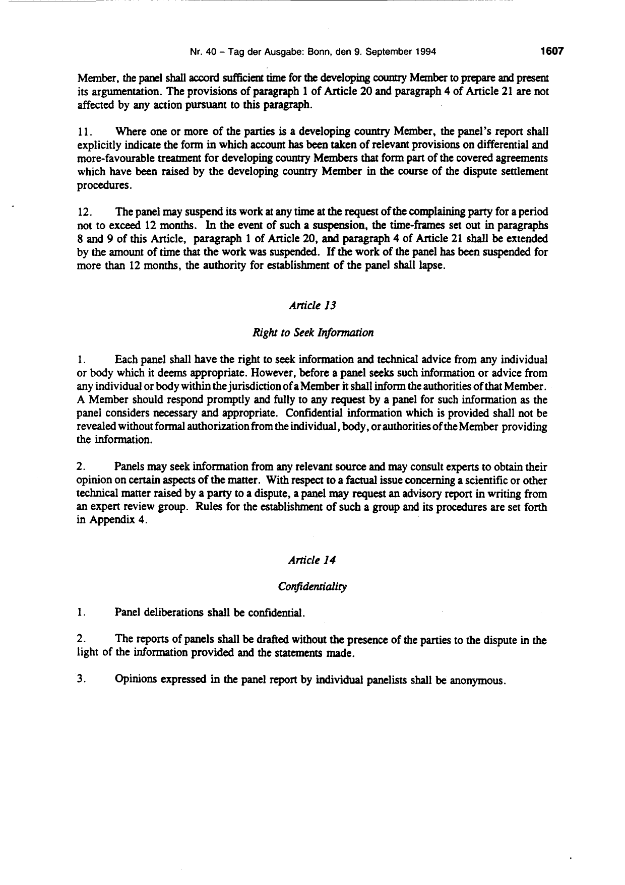 BGBl. 1994, Seite 1607 — Originalseite als Abbildung