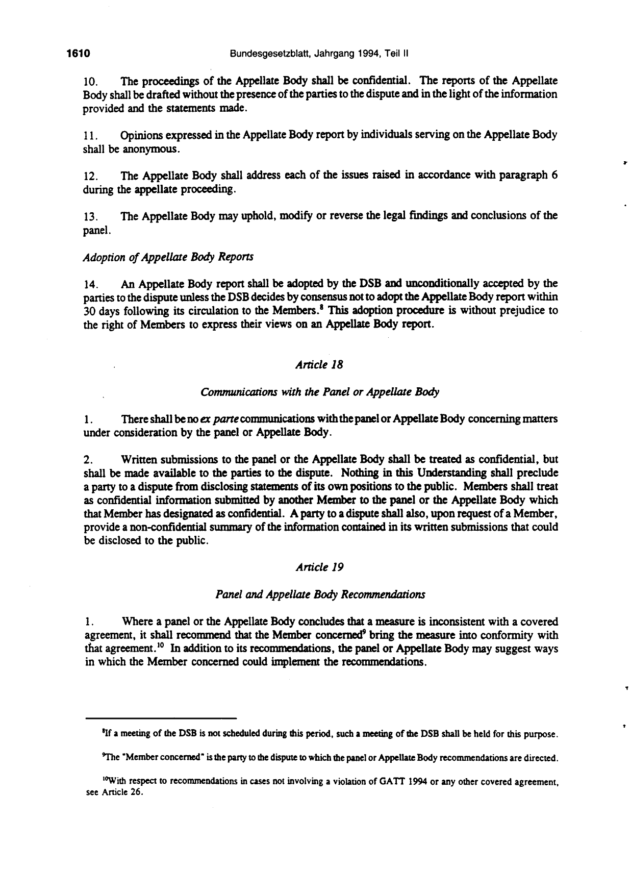 BGBl. 1994, Seite 1610 — Originalseite als Abbildung