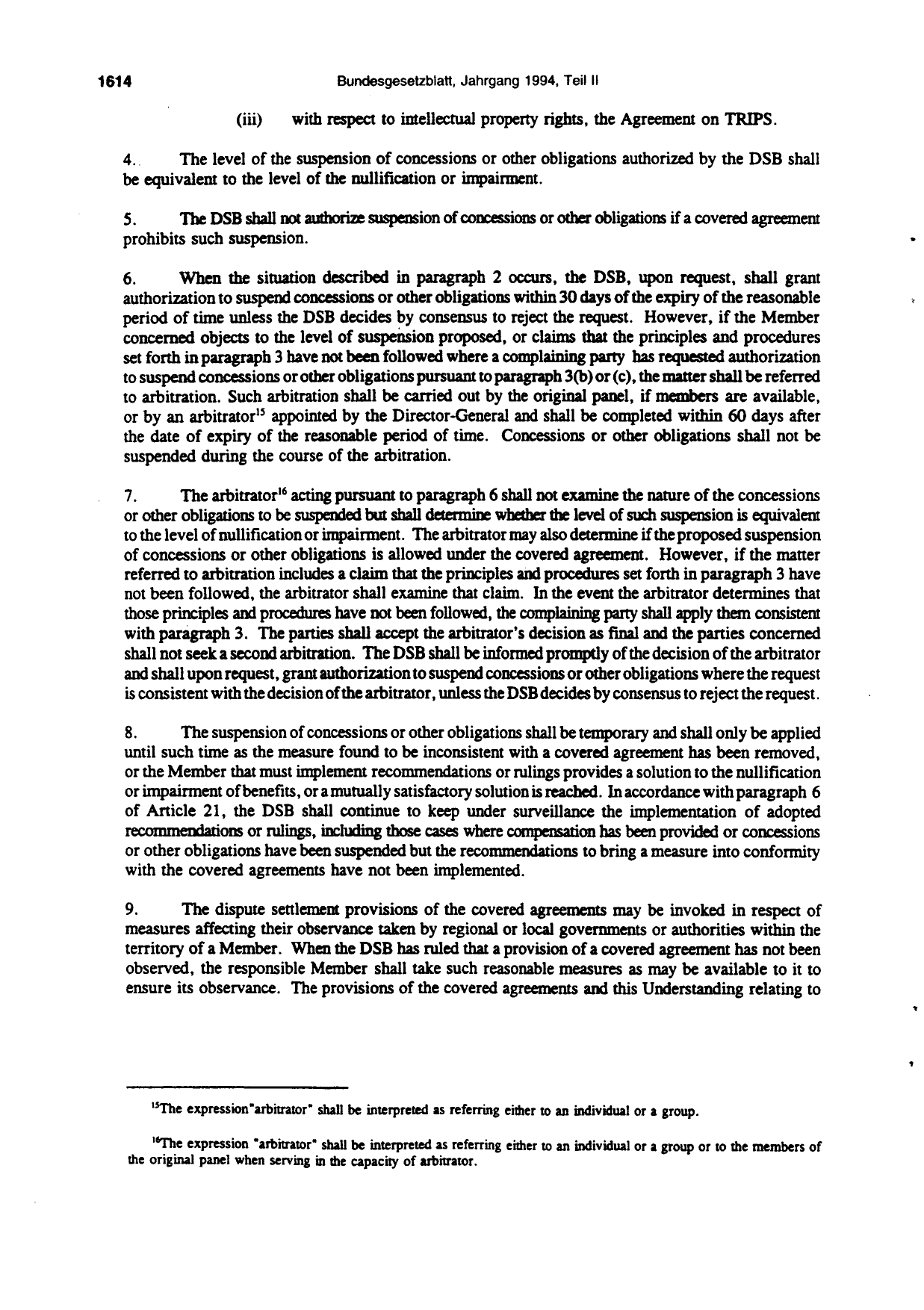 BGBl. 1994, Seite 1614 — Originalseite als Abbildung