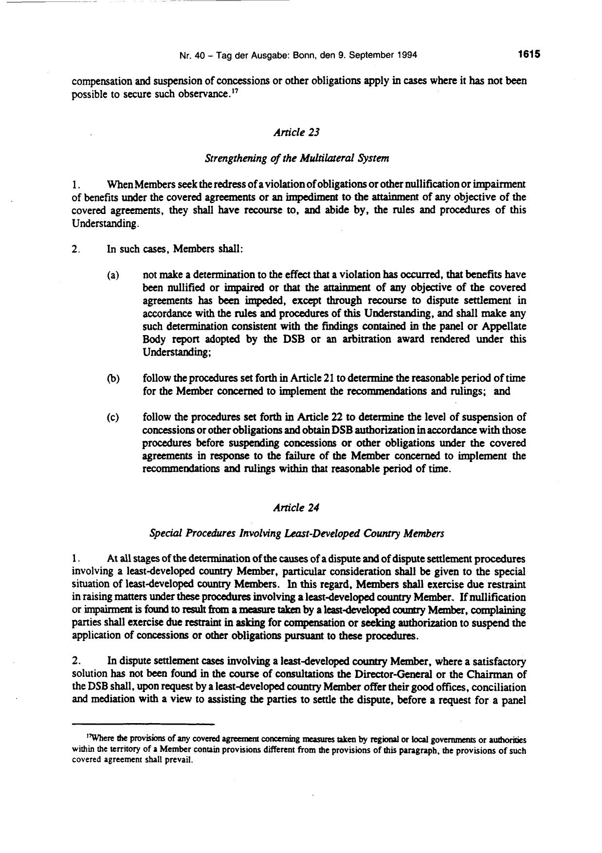 BGBl. 1994, Seite 1615 — Originalseite als Abbildung