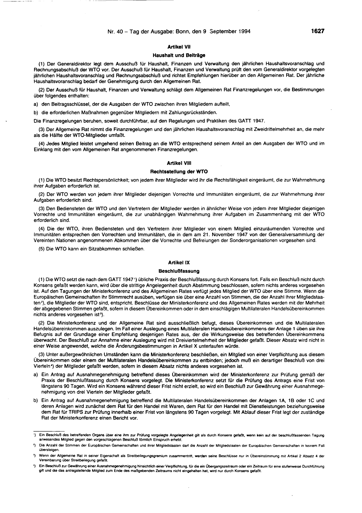 BGBl. 1994, Seite 1627 — Originalseite als Abbildung