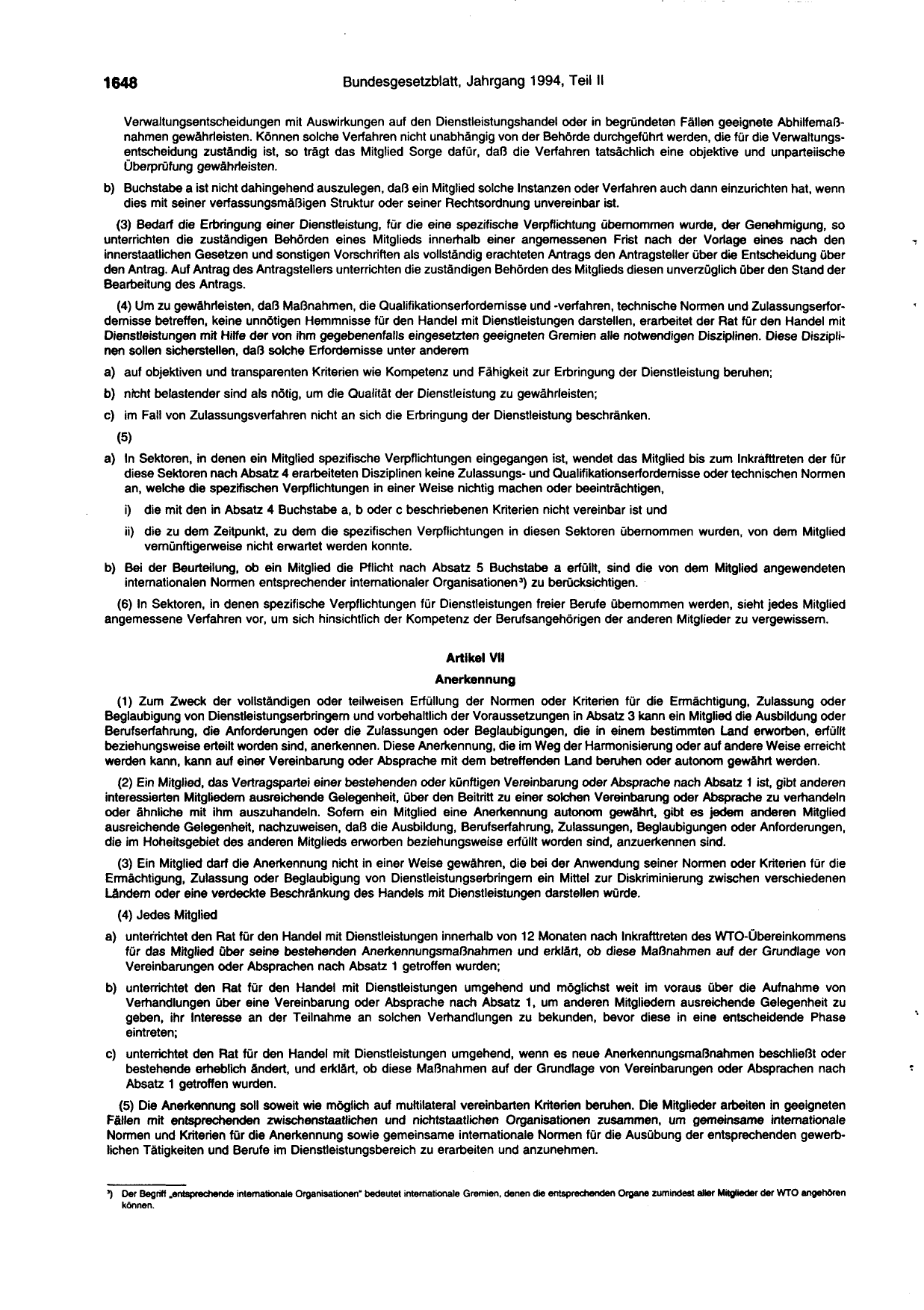 BGBl. 1994, Seite 1648 — Originalseite als Abbildung