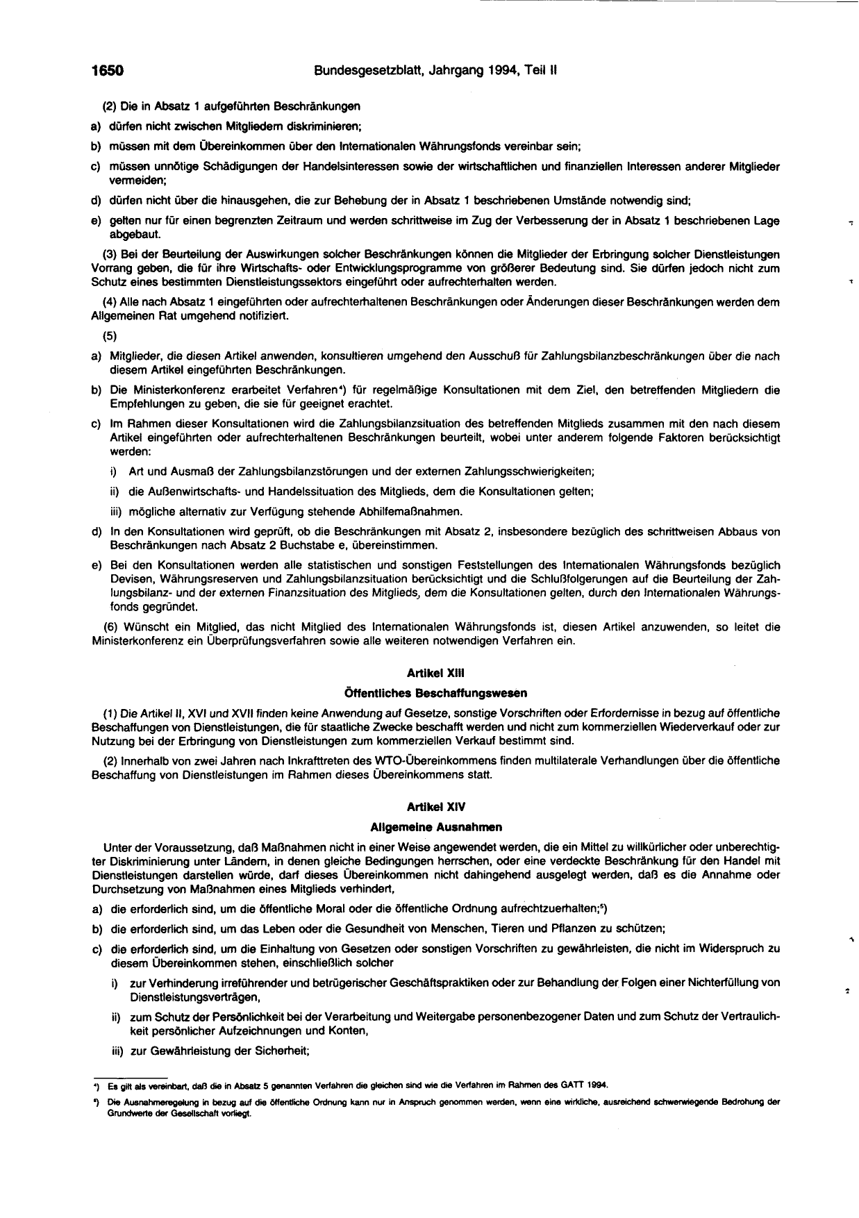 BGBl. 1994, Seite 1650 — Originalseite als Abbildung