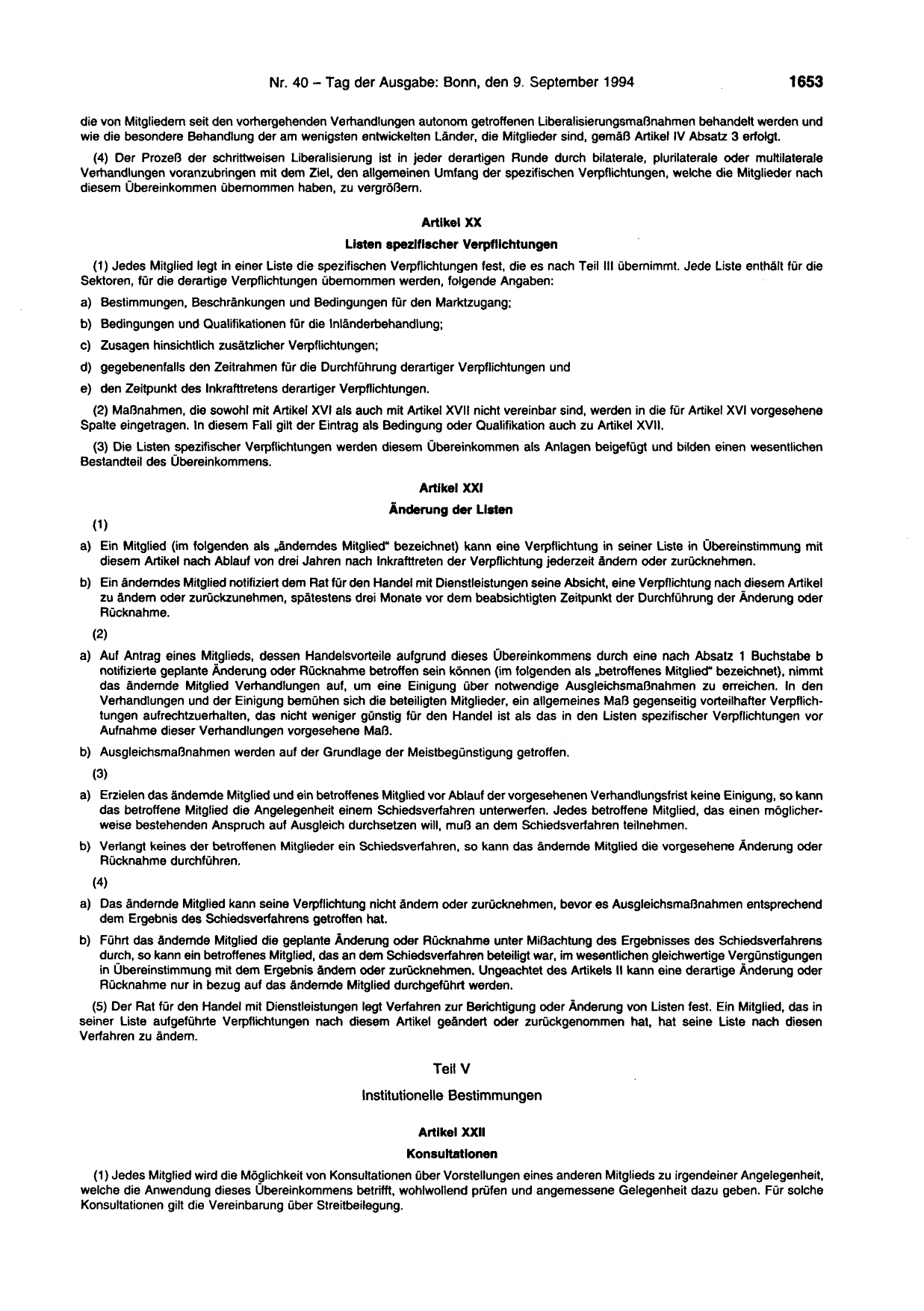 BGBl. 1994, Seite 1653 — Originalseite als Abbildung