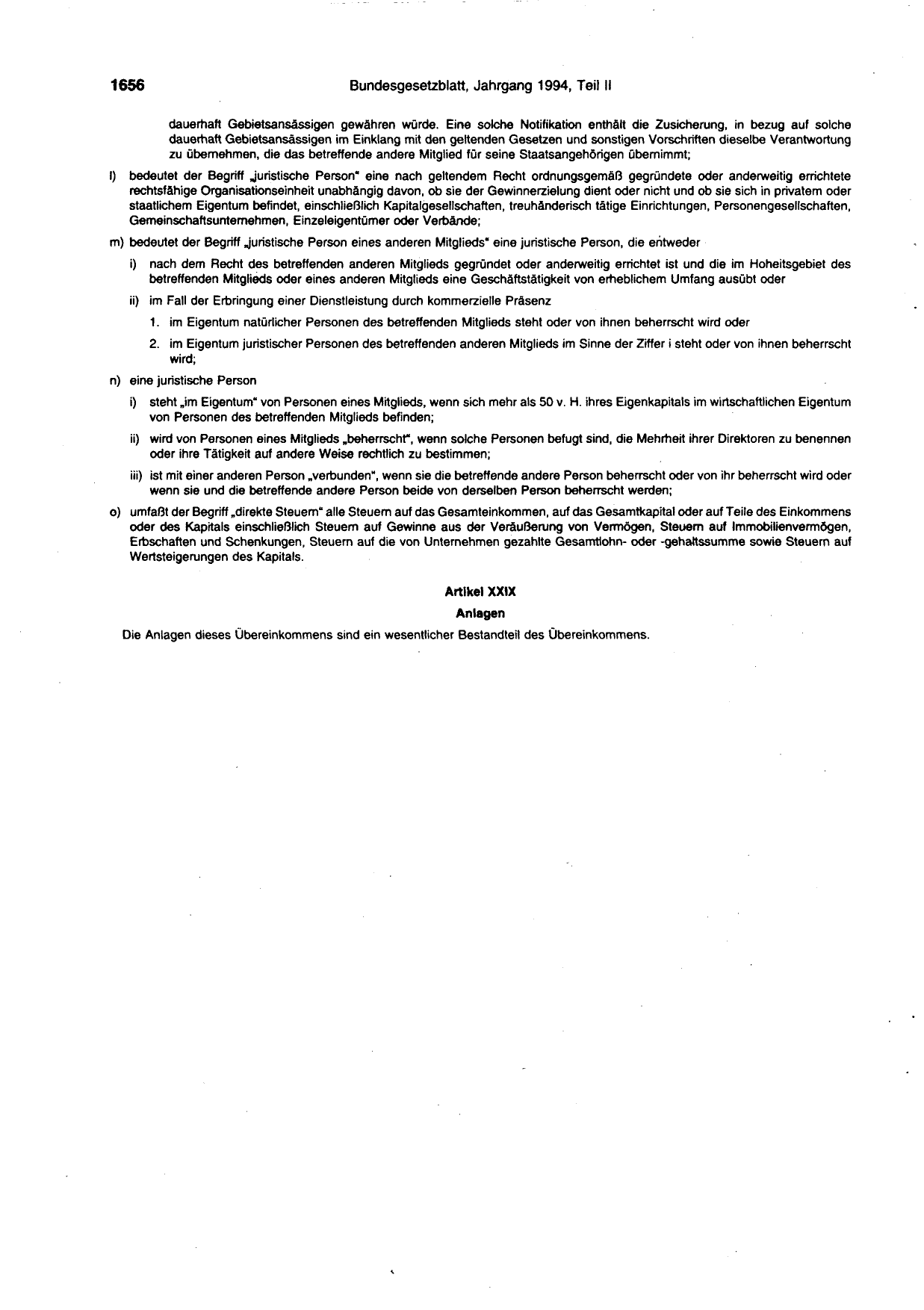 BGBl. 1994, Seite 1656 — Originalseite als Abbildung