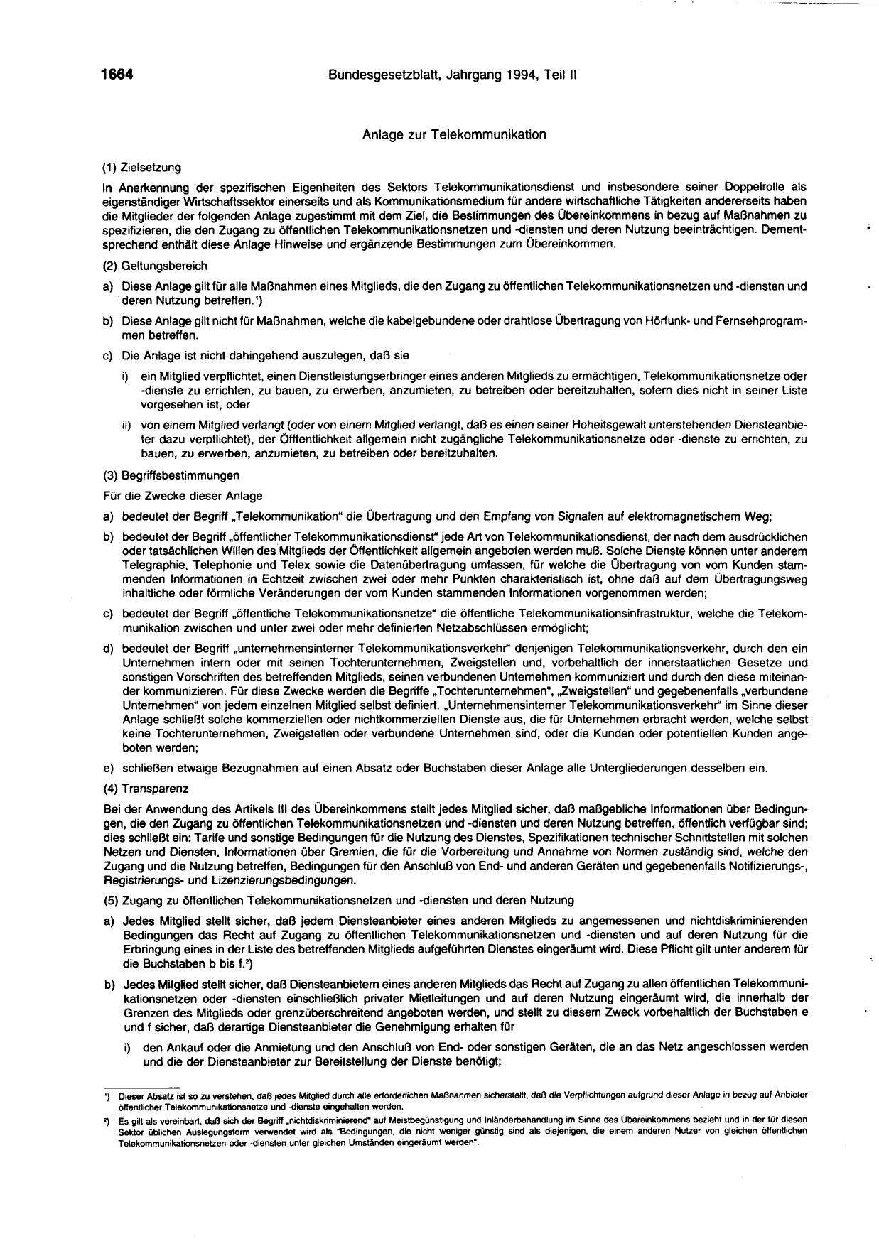 BGBl. 1994, Seite 1664 — Originalseite als Abbildung