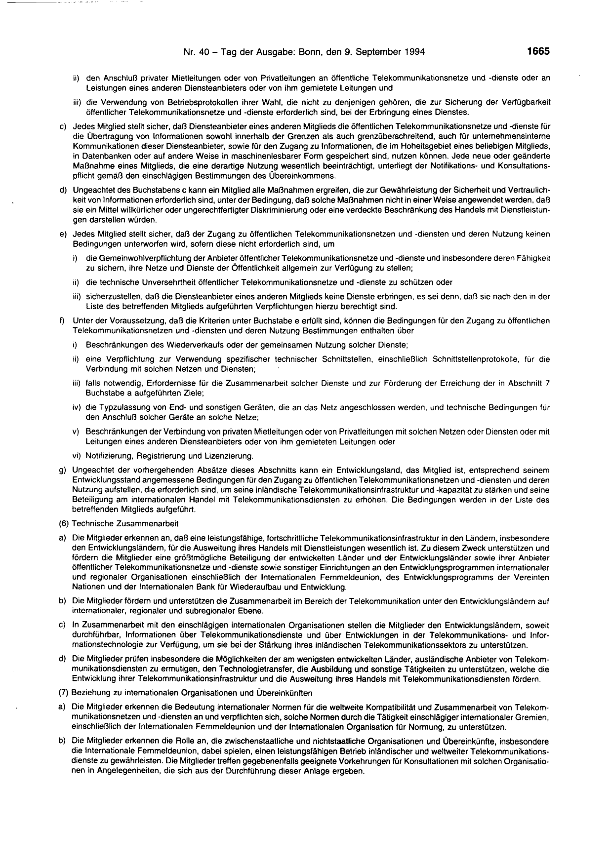 BGBl. 1994, Seite 1665 — Originalseite als Abbildung