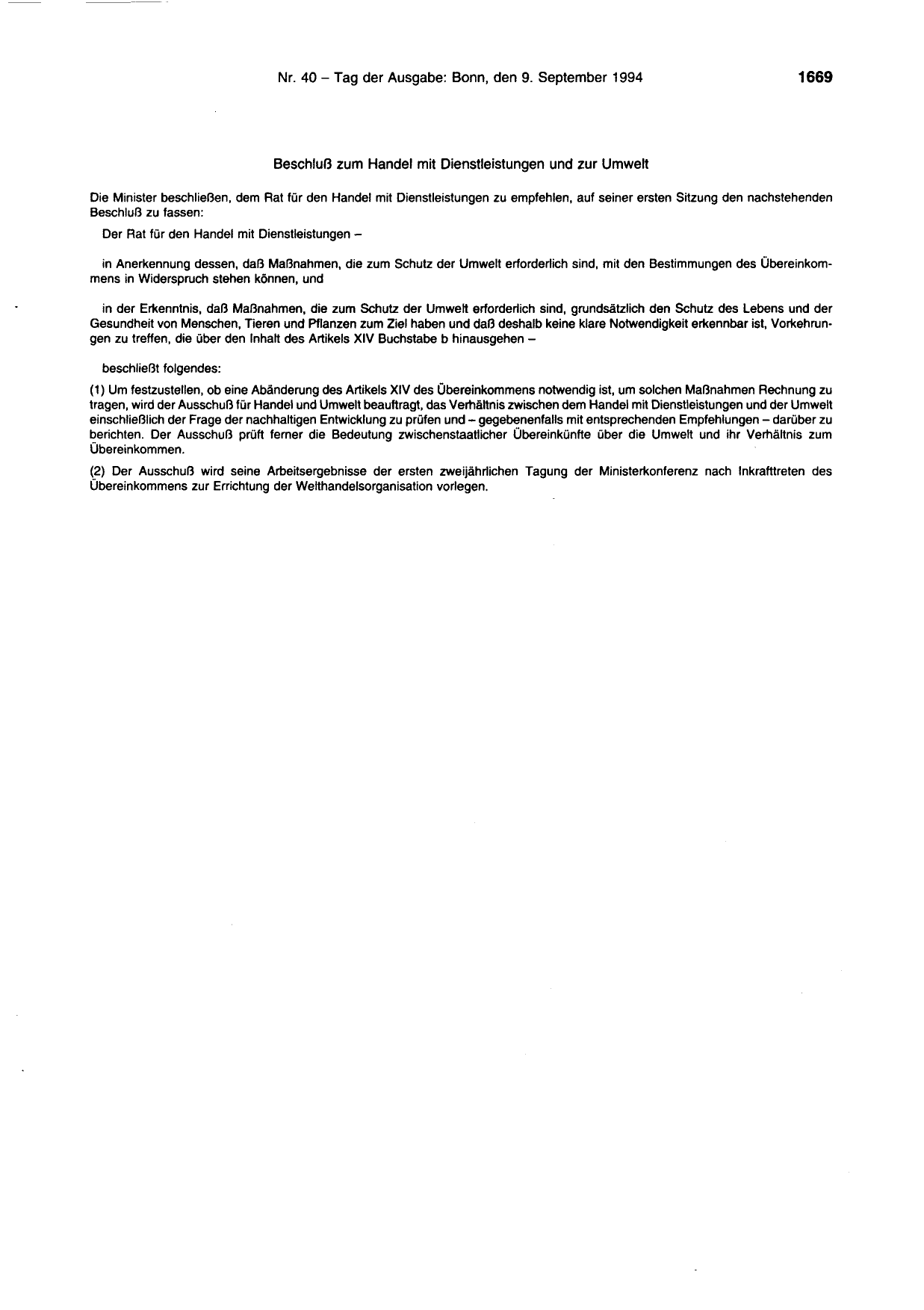 BGBl. 1994, Seite 1669 — Originalseite als Abbildung