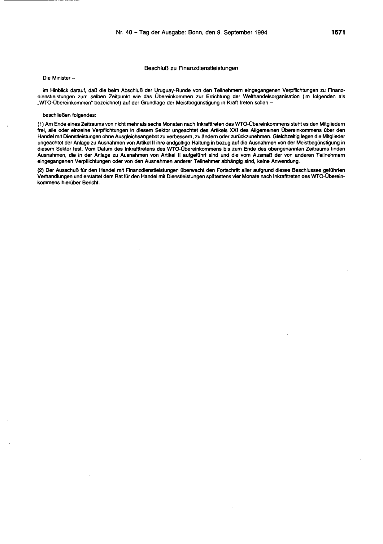 BGBl. 1994, Seite 1671 — Originalseite als Abbildung