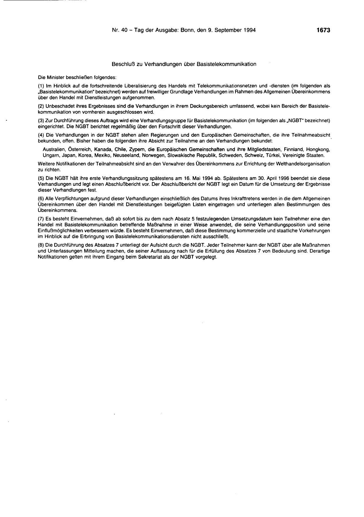 BGBl. 1994, Seite 1673 — Originalseite als Abbildung