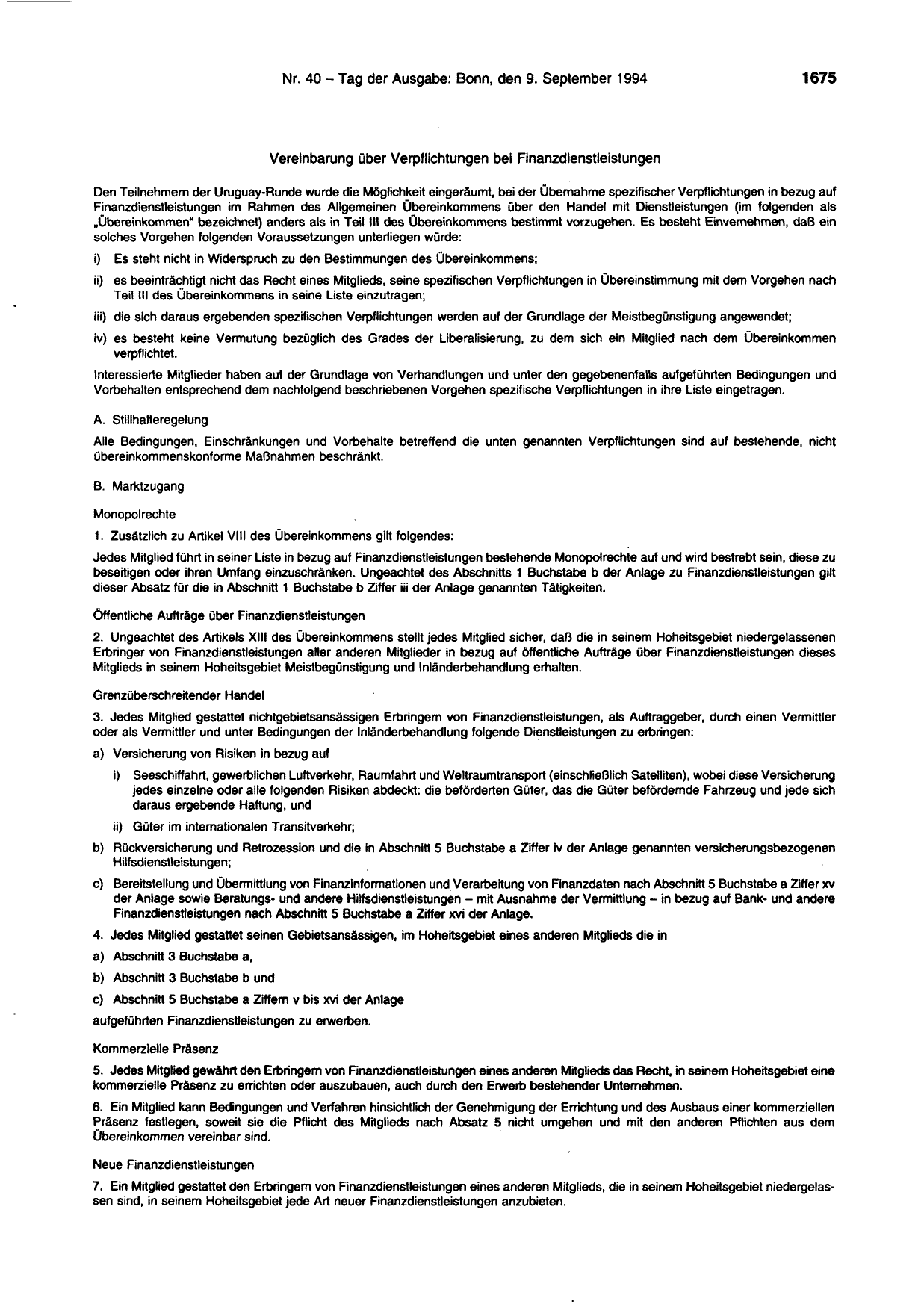 BGBl. 1994, Seite 1675 — Originalseite als Abbildung