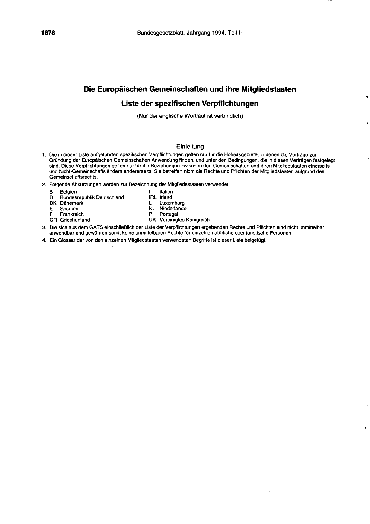 BGBl. 1994, Seite 1678 — Originalseite als Abbildung