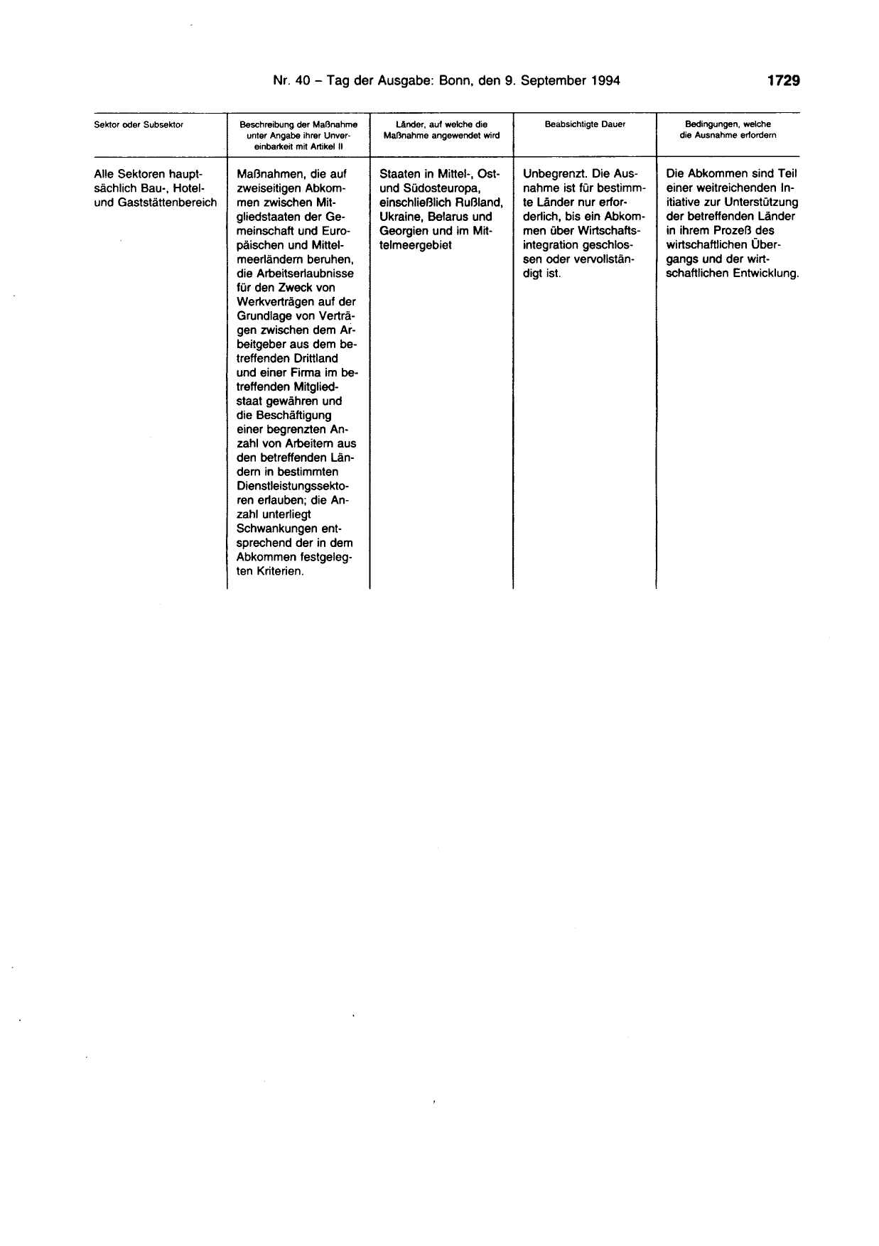 BGBl. 1994, Seite 1729 — Originalseite als Abbildung