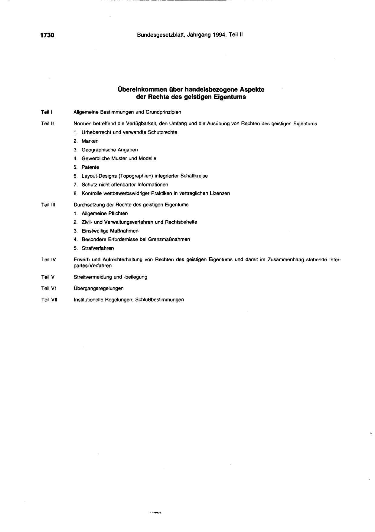 BGBl. 1994, Seite 1730 — Originalseite als Abbildung