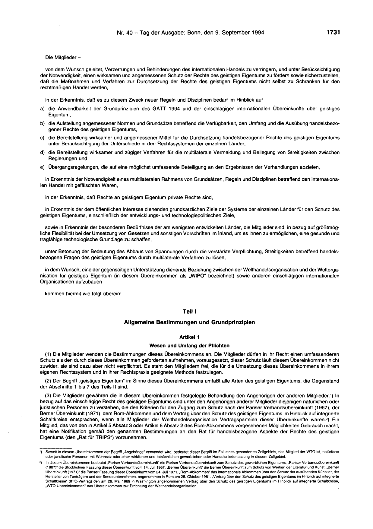 BGBl. 1994, Seite 1731 — Originalseite als Abbildung