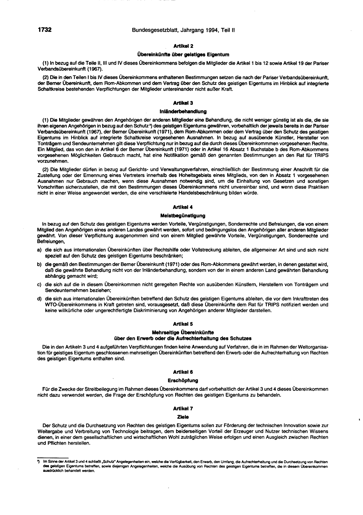 BGBl. 1994, Seite 1732 — Originalseite als Abbildung