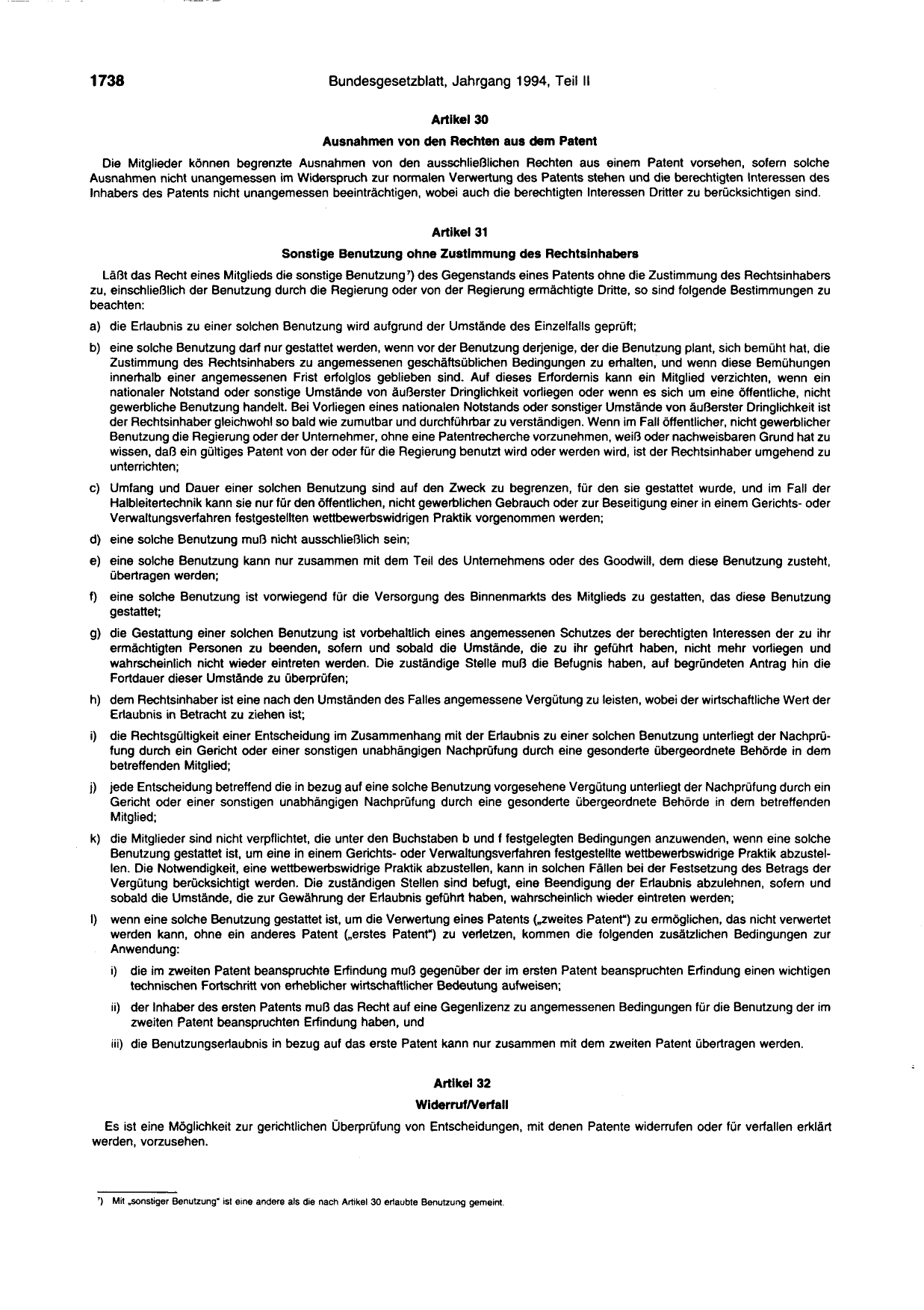 BGBl. 1994, Seite 1738 — Originalseite als Abbildung