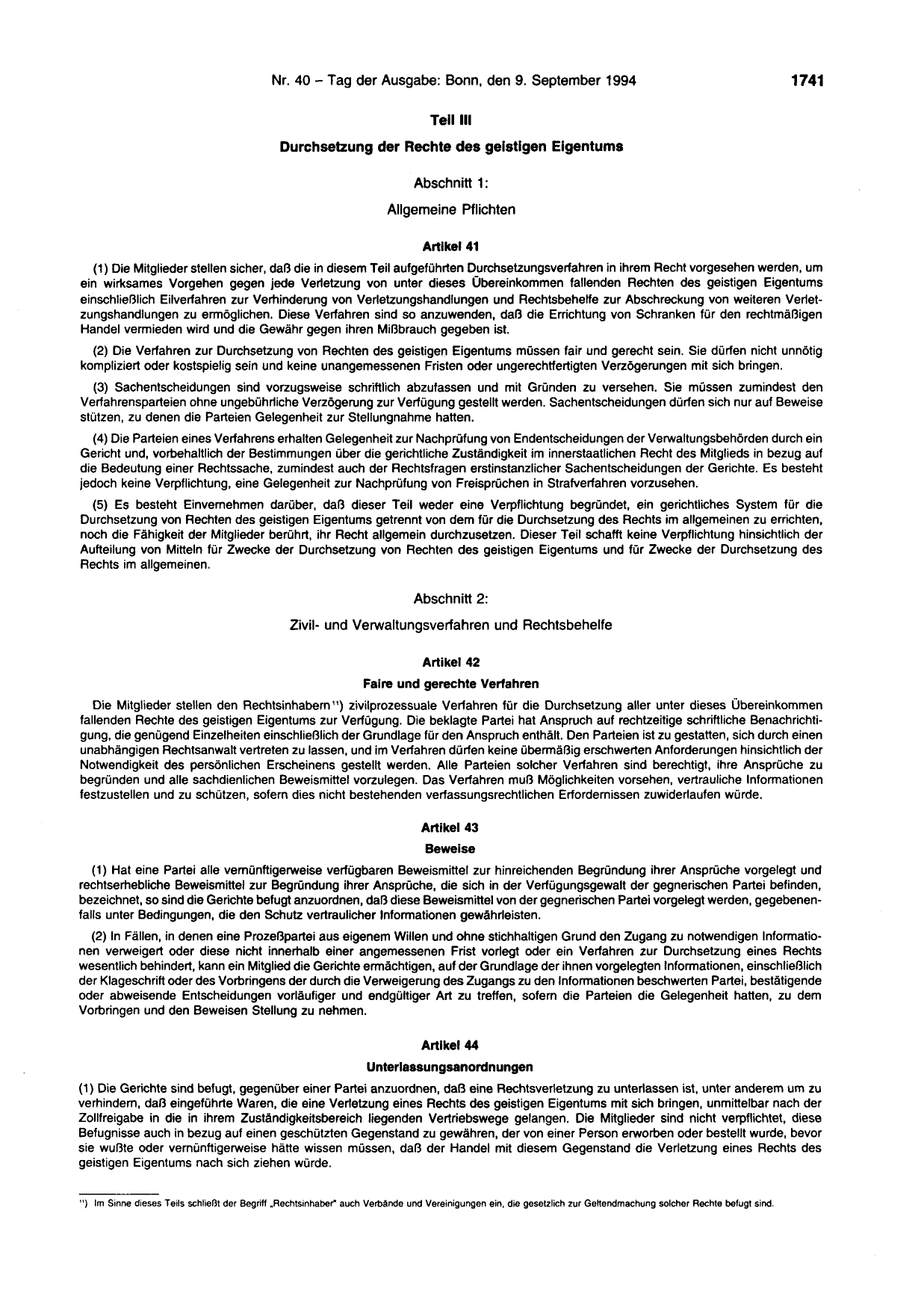 BGBl. 1994, Seite 1741 — Originalseite als Abbildung