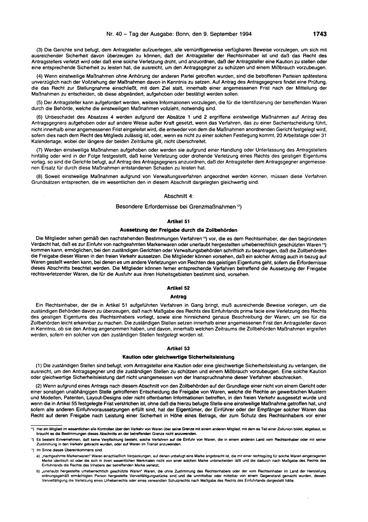 BGBl. 1994, Seite 1743 — Originalseite als Abbildung