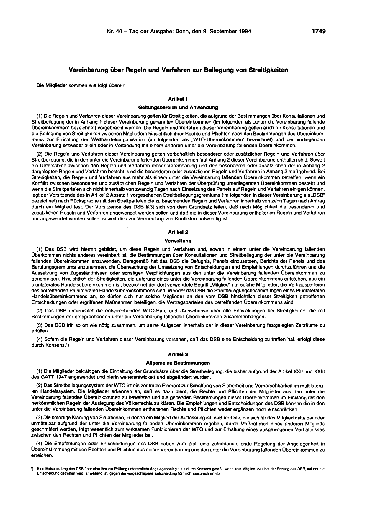 BGBl. 1994, Seite 1749 — Originalseite als Abbildung