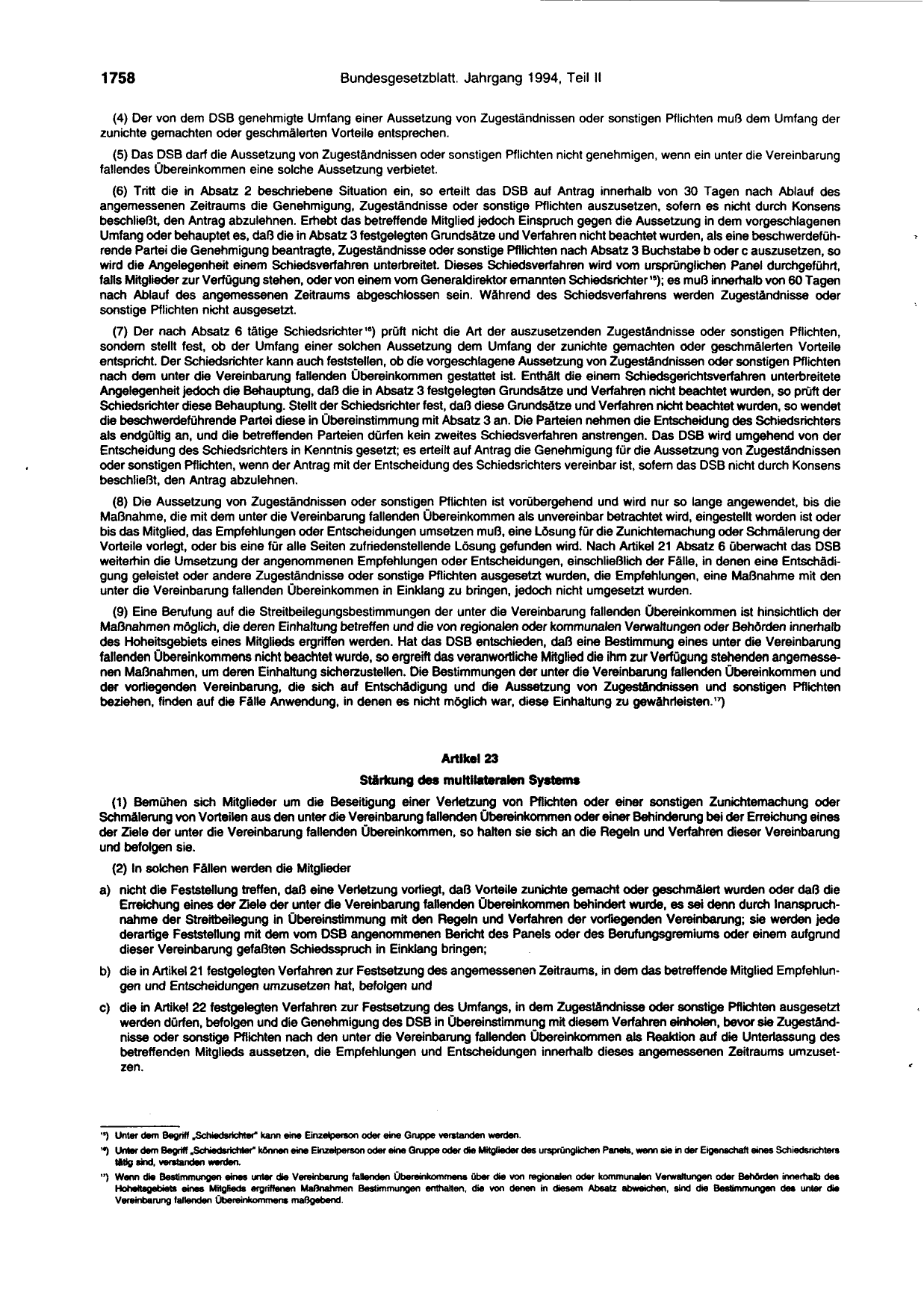 BGBl. 1994, Seite 1758 — Originalseite als Abbildung