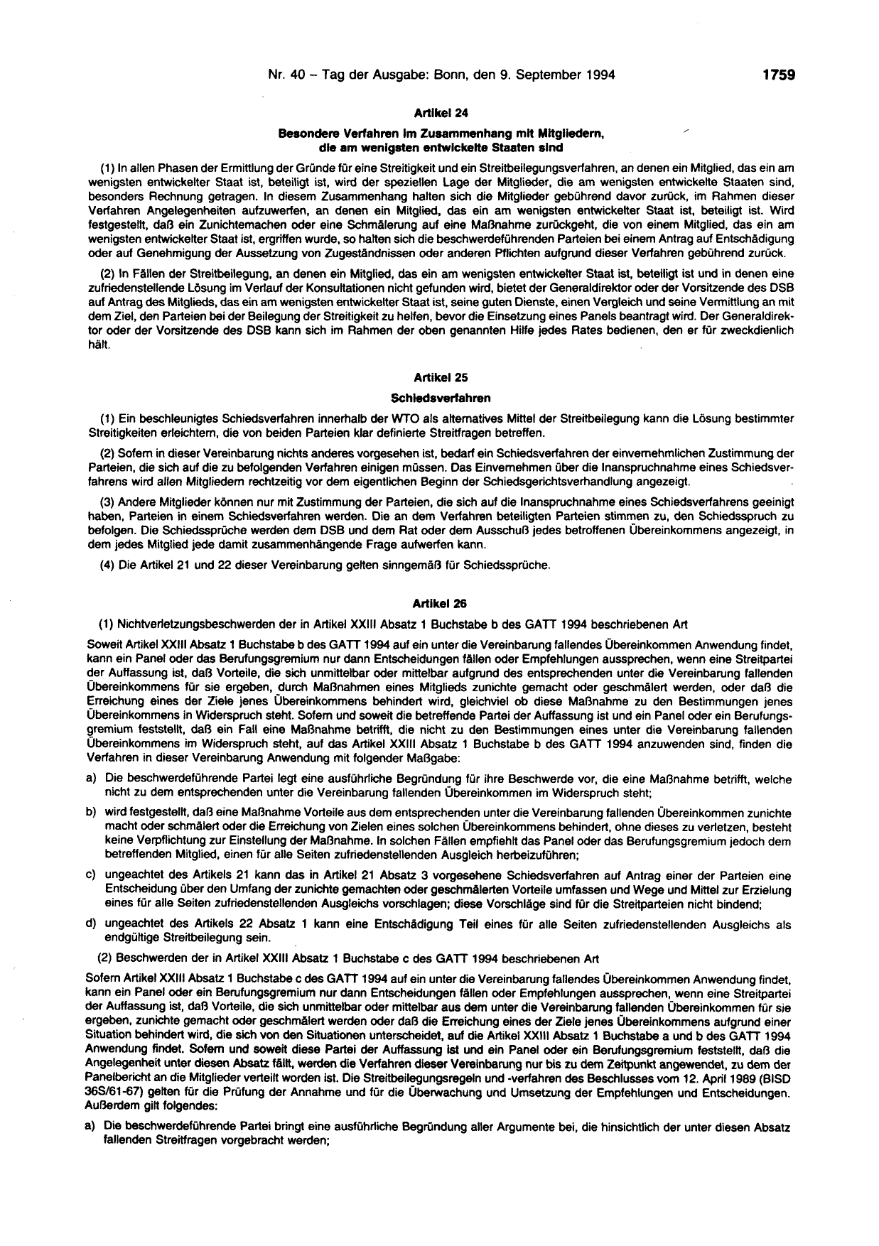 BGBl. 1994, Seite 1759 — Originalseite als Abbildung