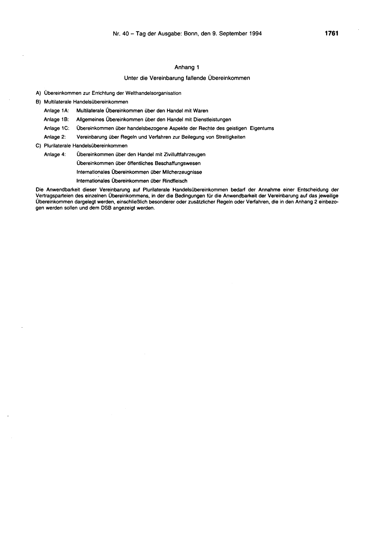 BGBl. 1994, Seite 1761 — Originalseite als Abbildung