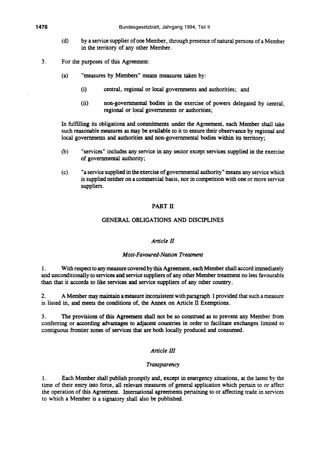 BGBl. 1994, Seite 1476 — Originalseite als Abbildung