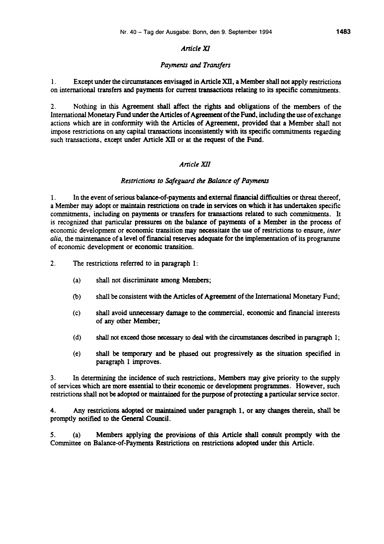 BGBl. 1994, Seite 1483 — Originalseite als Abbildung
