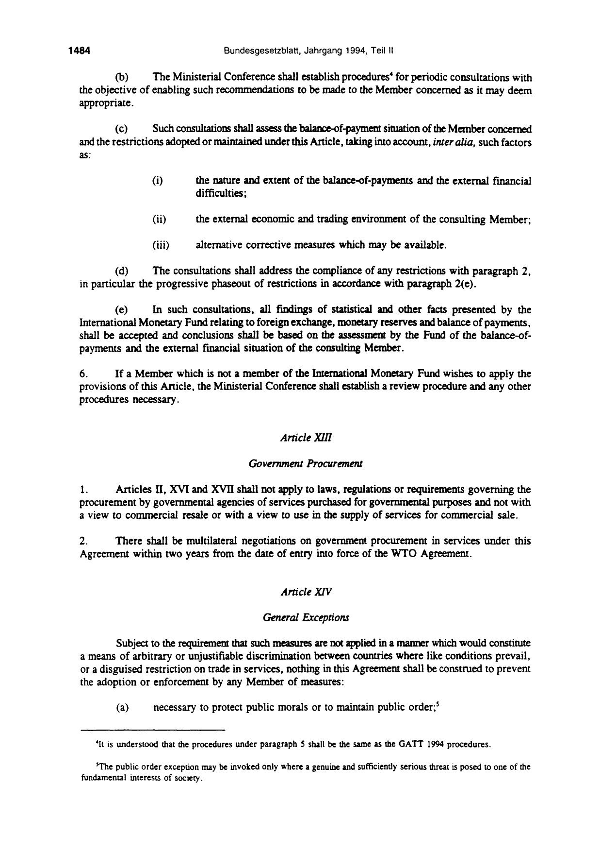 BGBl. 1994, Seite 1484 — Originalseite als Abbildung