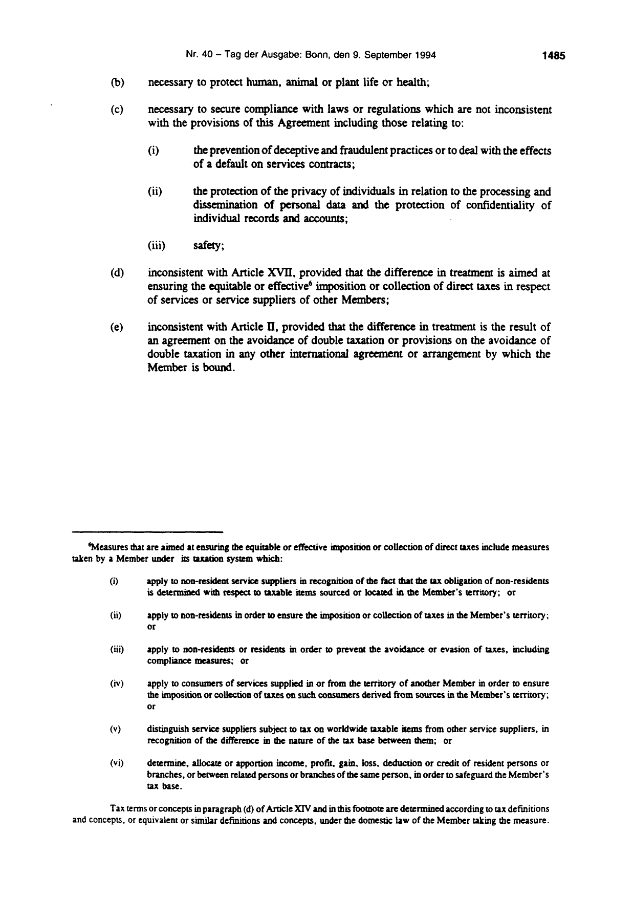 BGBl. 1994, Seite 1485 — Originalseite als Abbildung