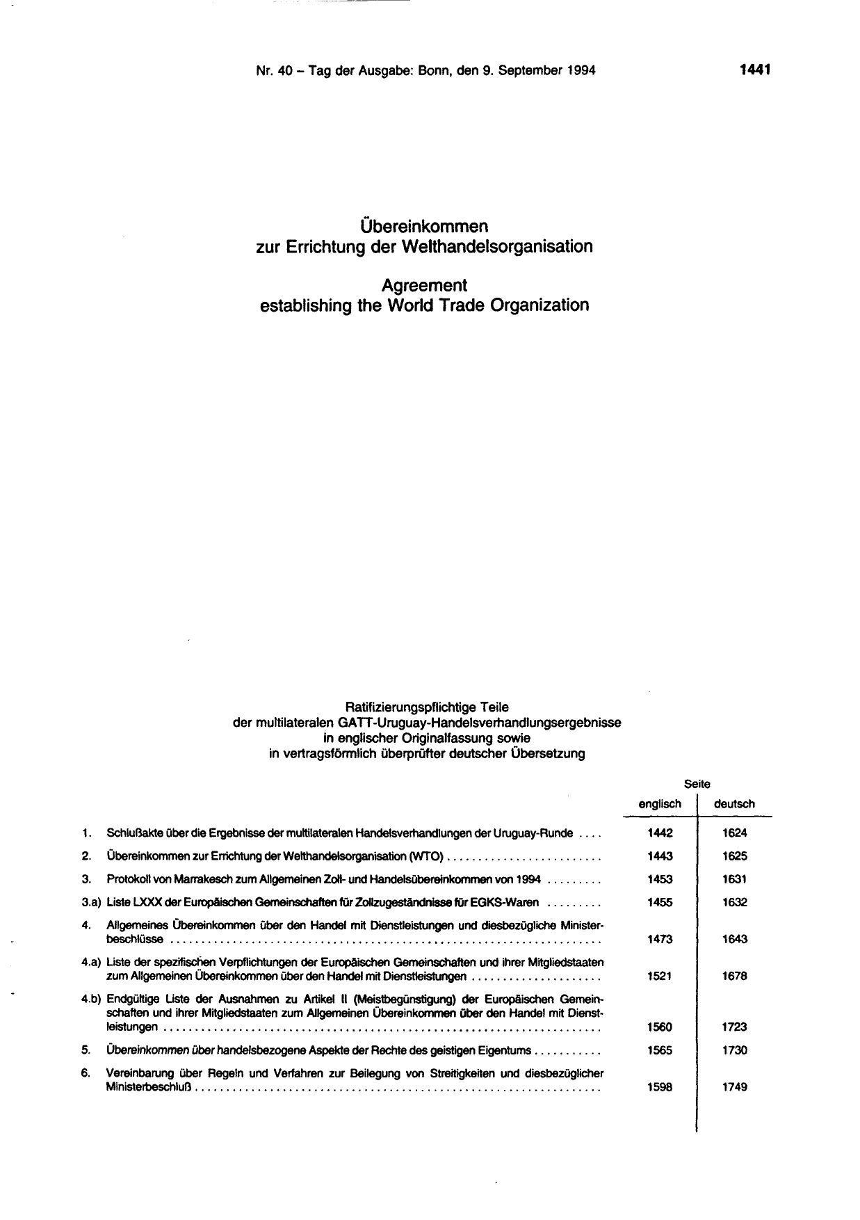 BGBl. 1994, Seite 1441 — Originalseite als Abbildung