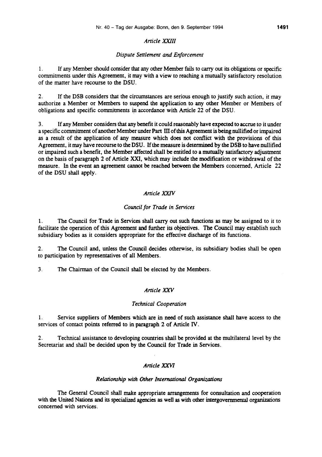 BGBl. 1994, Seite 1491 — Originalseite als Abbildung