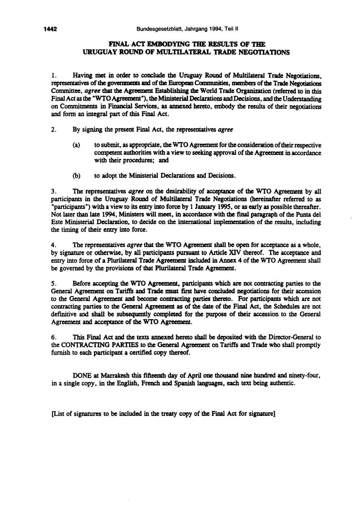 BGBl. 1994, Seite 1442 — Originalseite als Abbildung