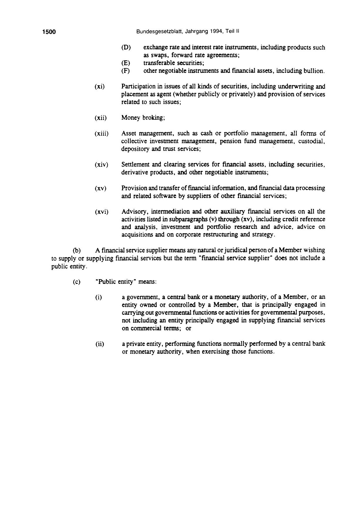 BGBl. 1994, Seite 1500 — Originalseite als Abbildung