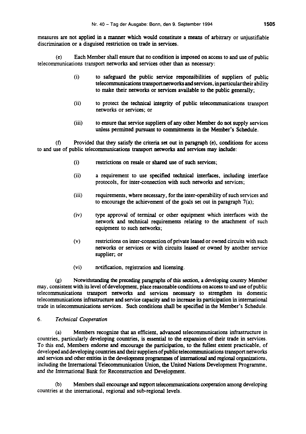 BGBl. 1994, Seite 1505 — Originalseite als Abbildung
