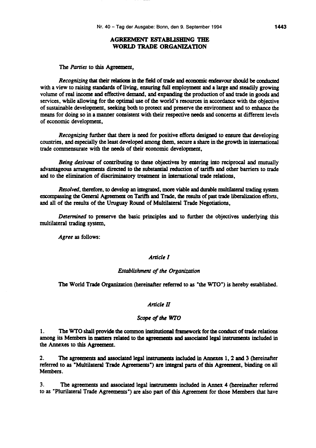 BGBl. 1994, Seite 1443 — Originalseite als Abbildung