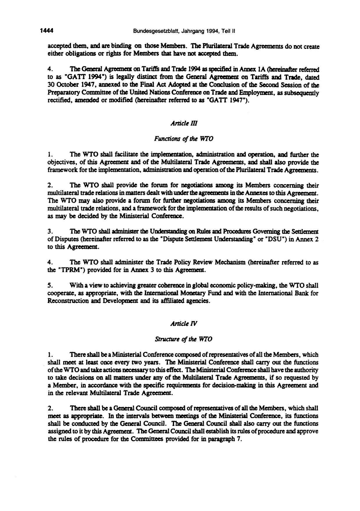 BGBl. 1994, Seite 1444 — Originalseite als Abbildung